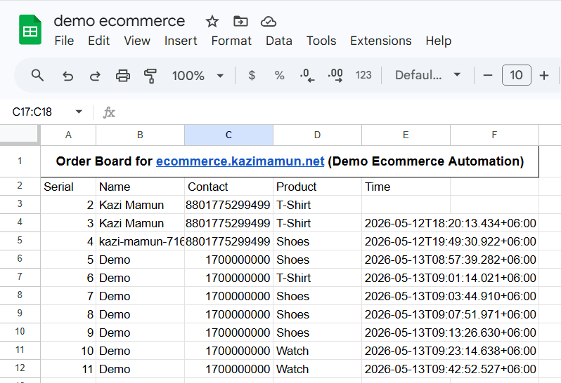 Saved to Excel Sheet at Google Drive